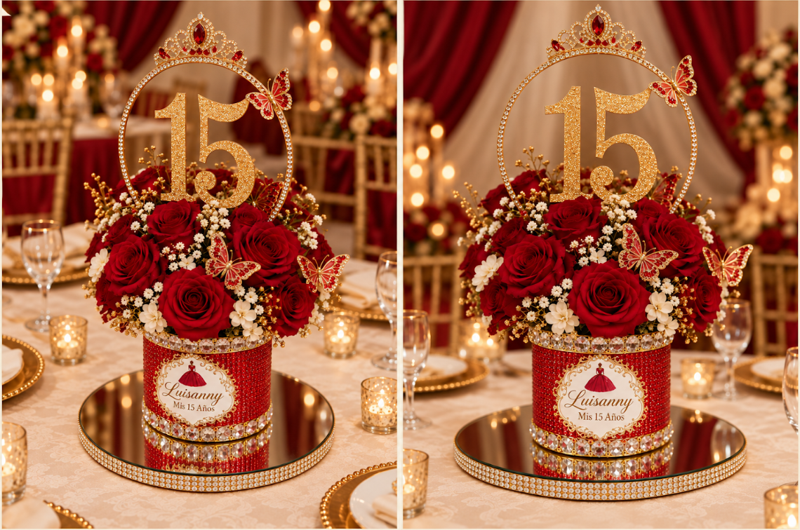 Centro de mesa floral personalizado